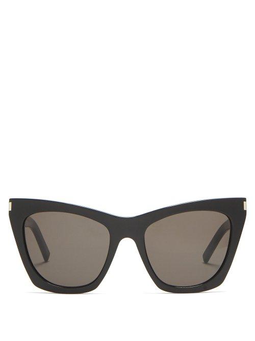 Matchesfashion.com Saint Laurent - Kate Cat Eye Acetate Sunglasses - Womens - Black