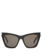 Matchesfashion.com Saint Laurent - Kate Cat Eye Acetate Sunglasses - Womens - Black