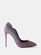 Christian Louboutin - Hot Chick 100 Iridescent-lurex Pumps - Womens - Blue Multi