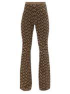 Versace - La Greca Jacquard-knit Trousers - Womens - Gold