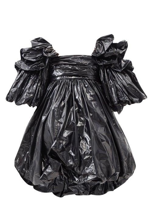 Vaquera - Garbage Bag Bubble Mini Dress - Womens - Black