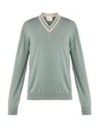 Orley V-neck Stripe-trim Wool Sweater