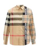 Matchesfashion.com Burberry - Logo-print Checked Cotton-blend Poplin Shirt - Mens - Brown Multi