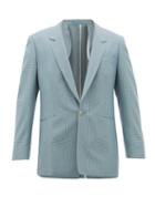 Matchesfashion.com E. Tautz - Single-breasted Gingham Wool Blazer - Mens - Blue