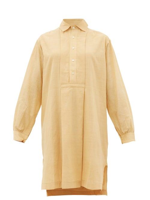 Matchesfashion.com Kilometre Paris - Step-hem Cotton Shirtdress - Womens - Beige