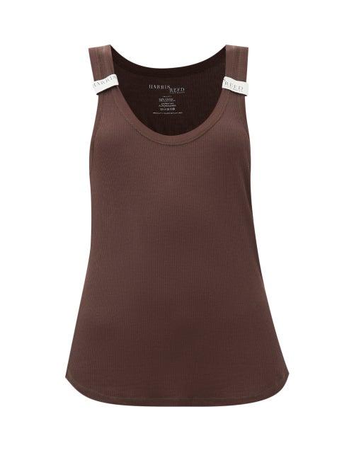 Harris Reed - Logo-tag Ribbed-jersey Tank Top - Womens - Brown