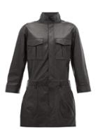 Matchesfashion.com Frame - Leather Cargo Shirtdress - Womens - Black