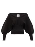 Galvan - Luna Balloon-sleeved Scuba-knit Sweater - Womens - Black