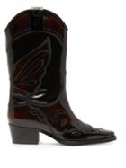 Matchesfashion.com Ganni - High Texas Leather Cowboy Boots - Womens - Black Burgundy