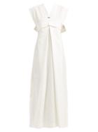 Matchesfashion.com Issey Miyake - Color Stroke Cotton Blend Maxi Dress - Womens - White