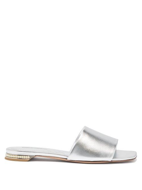 Matchesfashion.com Nicholas Kirkwood - Casati Pearl Embellished Leather Slides - Womens - Silver