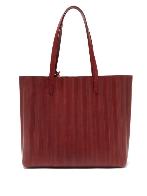 Matchesfashion.com Mansur Gavriel - Pleated Leather Tote Bag - Womens - Burgundy
