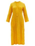 Ladies Beachwear Three Graces London - August Cotton-blend Voile Kaftan - Womens - Yellow