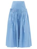 Matchesfashion.com Aje - Savoy Pleated Cotton Maxi Skirt - Womens - Blue
