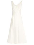 Matchesfashion.com Mugler - V Neck Abstract Panel Cotton Dress - Womens - White