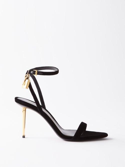 Tom Ford - Padlock 85 Velvet Sandals - Womens - Black