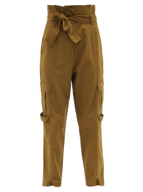 Matchesfashion.com Mes Demoiselles - Cartouche Paperbag-waist Cotton Trousers - Womens - Brown
