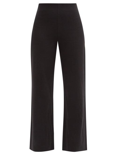 Skin - Athena Cotton-blend Jersey Wide-leg Trousers - Womens - Black