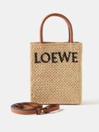 Loewe - Logo-embroidered Raffia Tote Bag - Womens - Beige