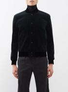 Saint Laurent - Teddy Velvet Bomber Jacket - Mens - Dark Green