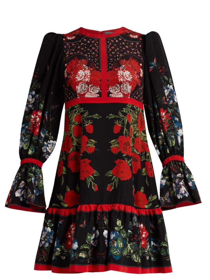 Alexander Mcqueen Floral-print Silk Dress