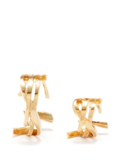 Saint Laurent - Mismatched Ysl Ear Cuffs - Womens - Gold