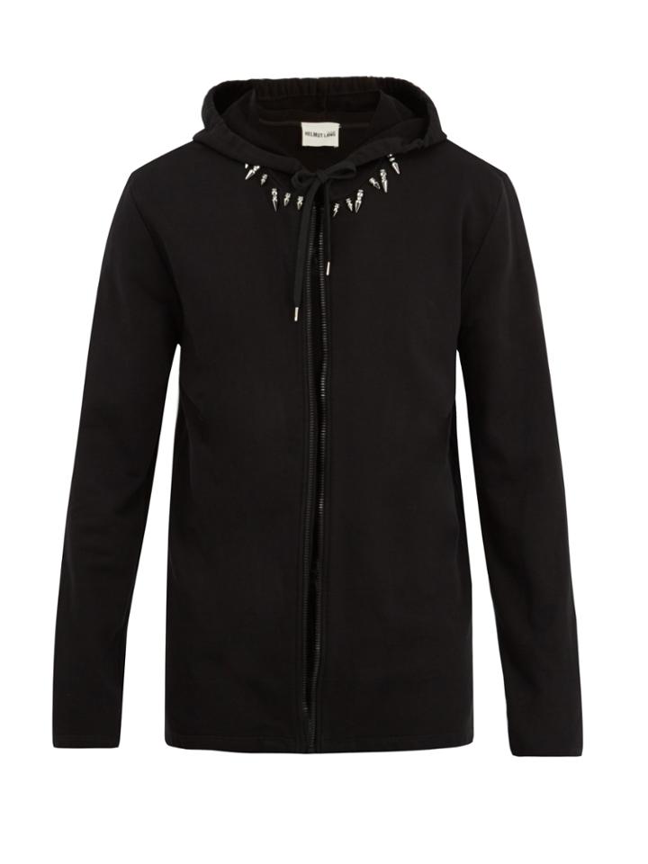 Helmut Lang Spike-embellished Hooded Cotton Sweatshirt