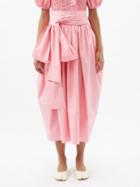 Cecilie Bahnsen - Junita Waist-sash Cotton-poplin Midi Skirt - Womens - Pink