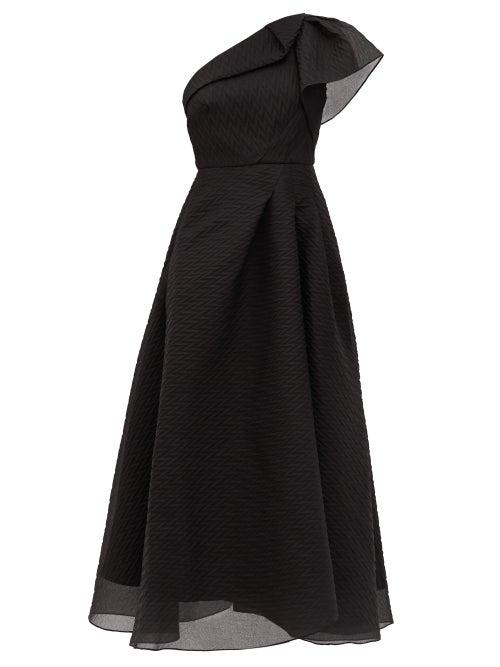 Matchesfashion.com Roland Mouret - Ostuni One-shoulder Silk-blend Organza Dress - Womens - Black