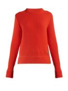 Matchesfashion.com Prada - Logo Appliqu Ribbed Knit Sweater - Womens - Orange