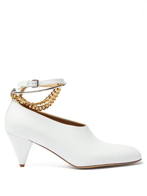 Matchesfashion.com Jil Sander - Chain-embellished Leather Pumps - Womens - White