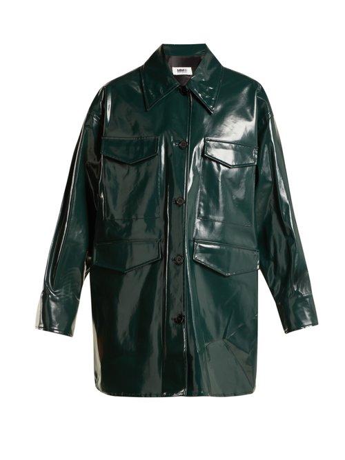 Matchesfashion.com Mm6 Maison Margiela - High Shine Coated Cotton Jacket - Womens - Dark Green