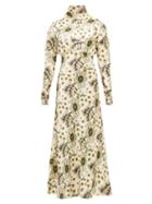 Matchesfashion.com Etro - Leicester High Neck Floral Print Satin Dress - Womens - Ivory Multi