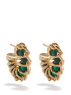 Bottega Veneta - Gold-plated Sterling Silver & Malachite Earrings - Womens - Green