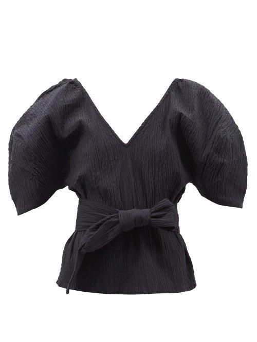 Mara Hoffman - Fia V-neck Organic Cotton-blend Blouse - Womens - Black