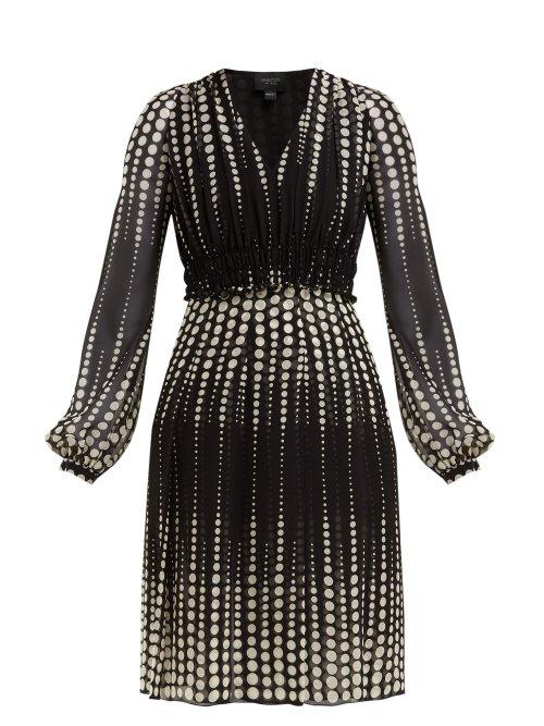 Matchesfashion.com Giambattista Valli - Polka Dot Silk Chiffon Dress - Womens - Black White