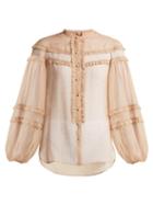 Matchesfashion.com No. 21 - Star Print Ruffled Silk Blouse - Womens - Light Pink