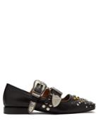 Toga Stud-embellished Buckled Leather Flats