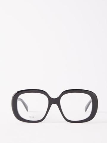 Celine Eyewear - Triomphe Oversized Round Acetate Glasses - Womens - Black Clear