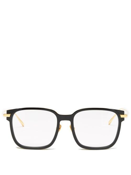 Matchesfashion.com Linda Farrow - Franklin Square Acetate Glasses - Womens - Black Gold