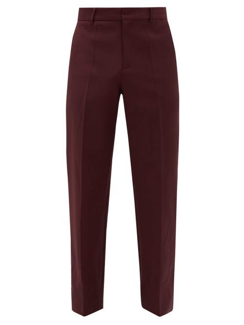 Matchesfashion.com Deveaux - Pleated Straight-leg Twill Trousers - Mens - Burgundy