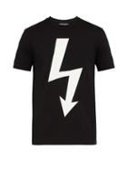 Matchesfashion.com Neil Barrett - Bolt Print Cotton Blend T Shirt - Mens - Black Multi