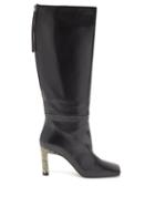 Matchesfashion.com Wandler - Isa Python-effect Heel Knee-high Leather Boots - Womens - Black Multi