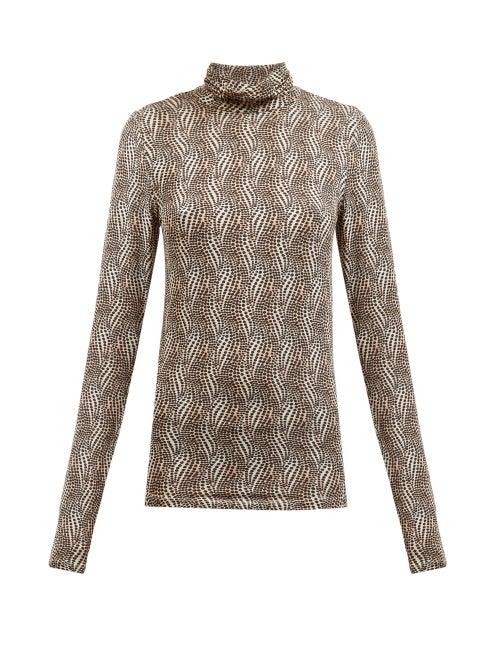 Matchesfashion.com Isabel Marant - Spot-print High-neck Jersey Top - Womens - Multi