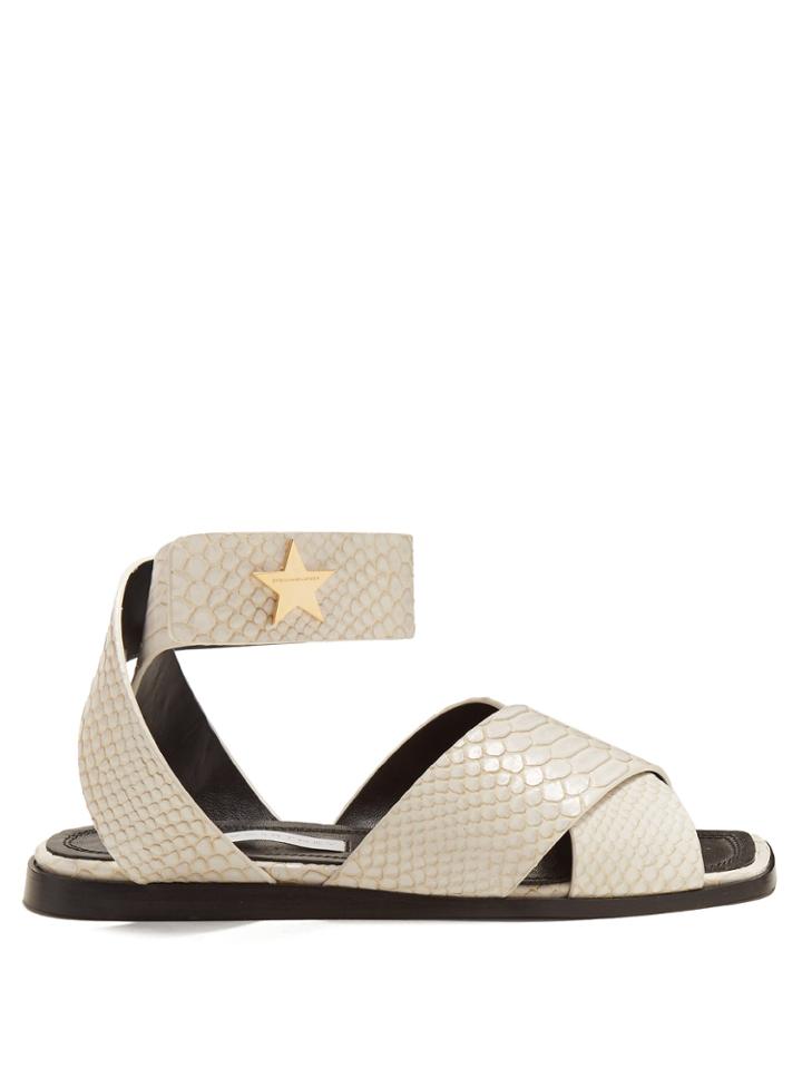 Stella Mccartney Cross-strap Python-effect Sandals