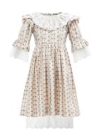Ladies Rtw Batsheva - Chamomile Lace-collar Floral-print Cotton Dress - Womens - Pink Multi