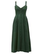 Matchesfashion.com Saloni - Fara Cotton Blend Midi Dress - Womens - Dark Green