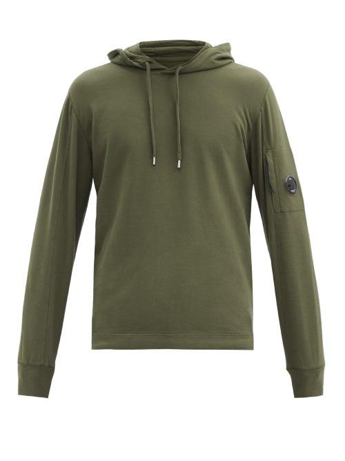 Matchesfashion.com C.p. Company - Goggle-lens Cotton-jersey Hooded Sweatshirt - Mens - Green
