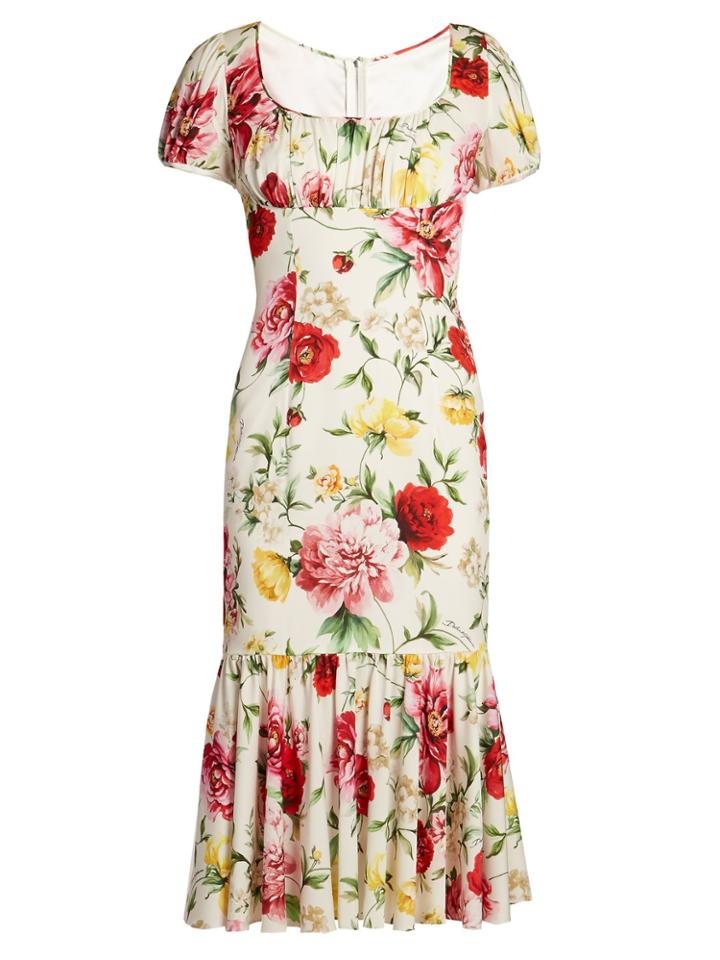 Dolce & Gabbana Floral-print Gathered Midi Dress