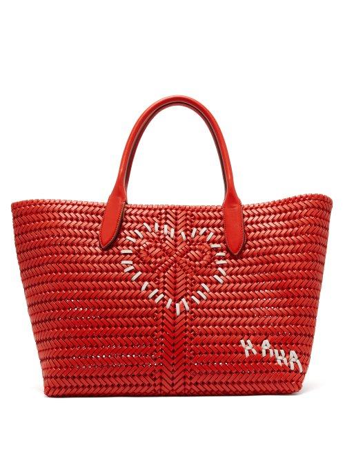Matchesfashion.com Anya Hindmarch - The Neeson Large Woven Leather Tote Bag - Womens - Red
